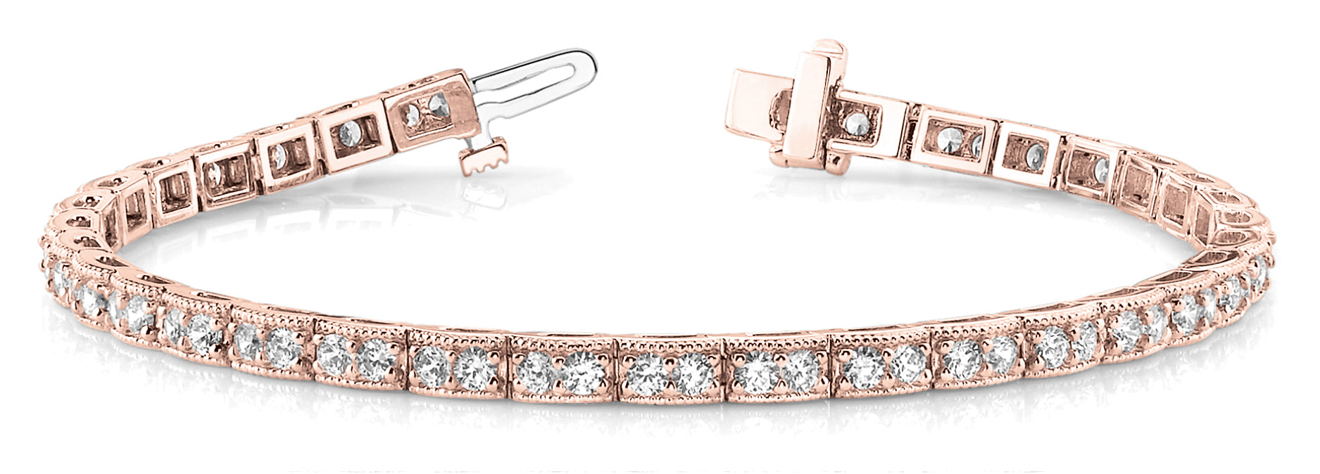 Natural Diamond Vintage Milgrain Double Diamond Box Bracelet