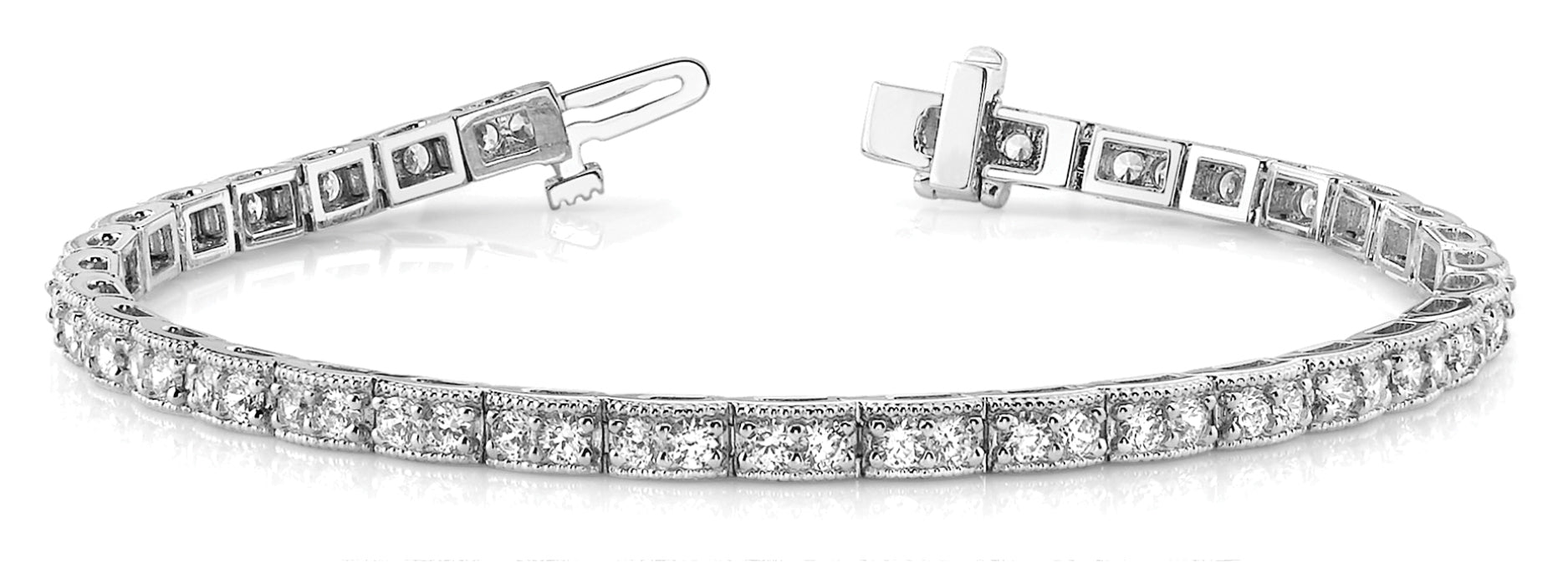 Natural Diamond Vintage Milgrain Double Diamond Box Bracelet