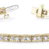 Natural Diamond Vintage Milgrain Double Diamond Box Bracelet