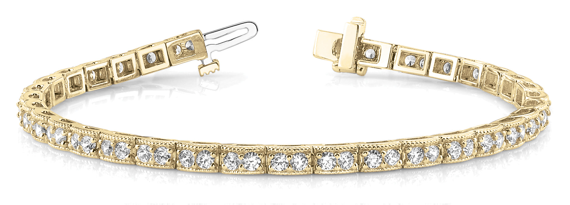 Natural Diamond Vintage Milgrain Double Diamond Box Bracelet