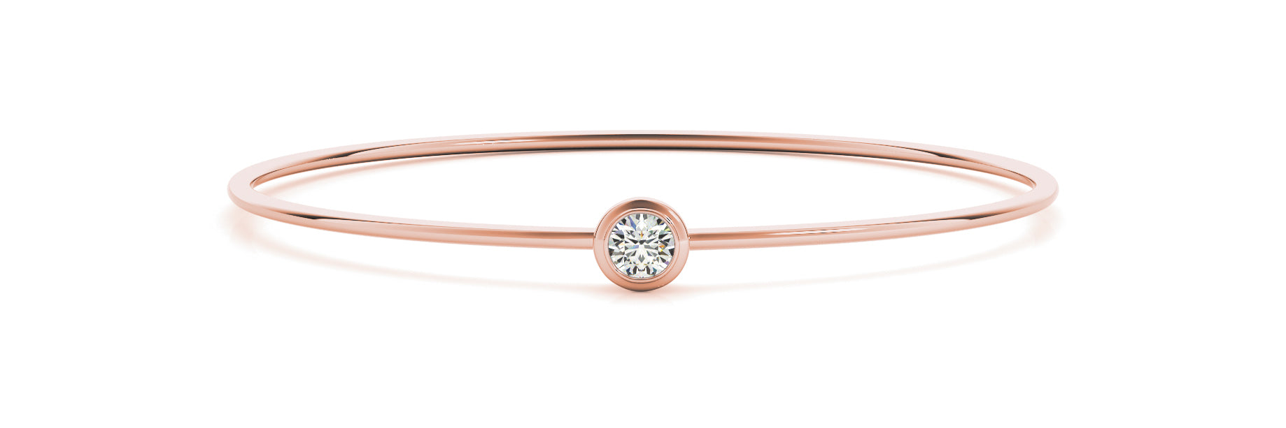 Natural Diamond Round Bezel Set Flexible Bangle