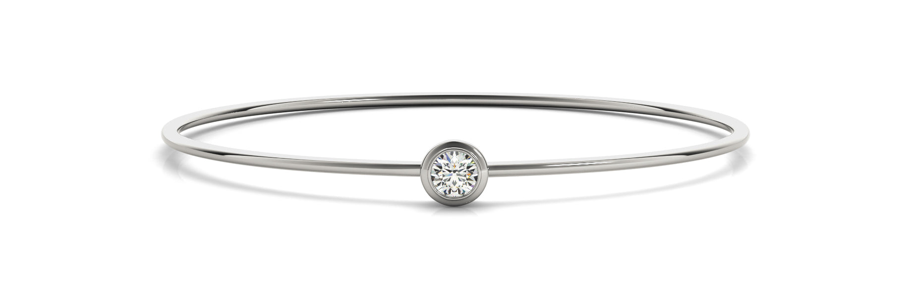 Natural Diamond Round Bezel Set Flexible Bangle