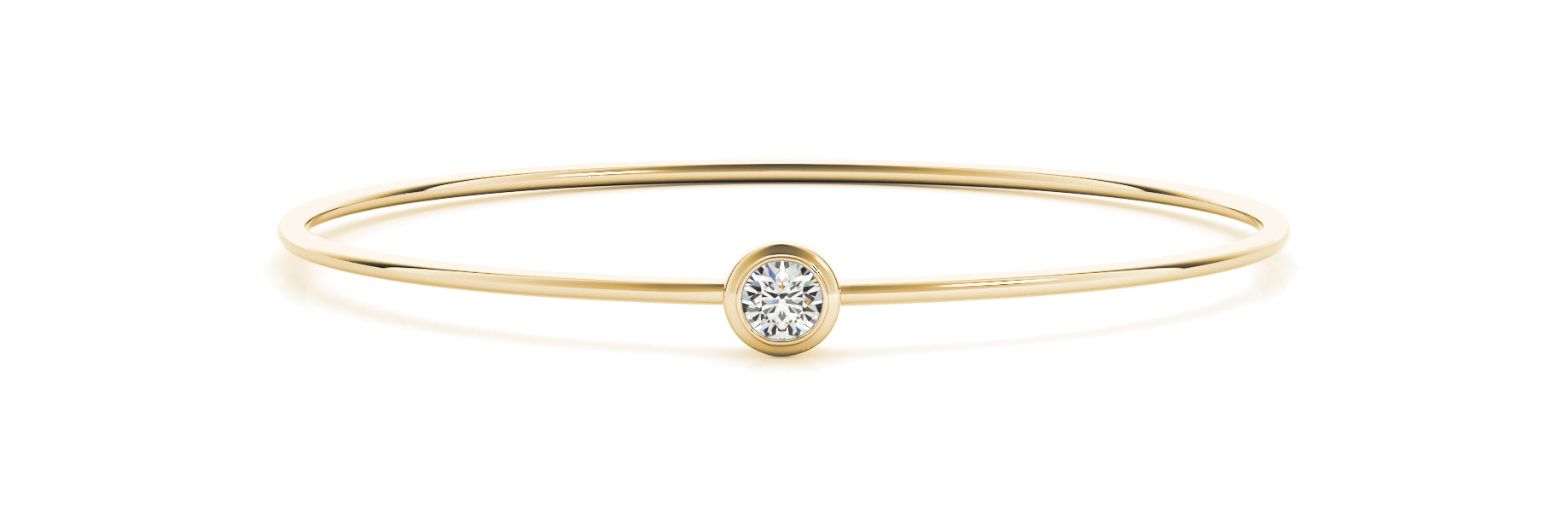 Natural Diamond Round Bezel Set Flexible Bangle