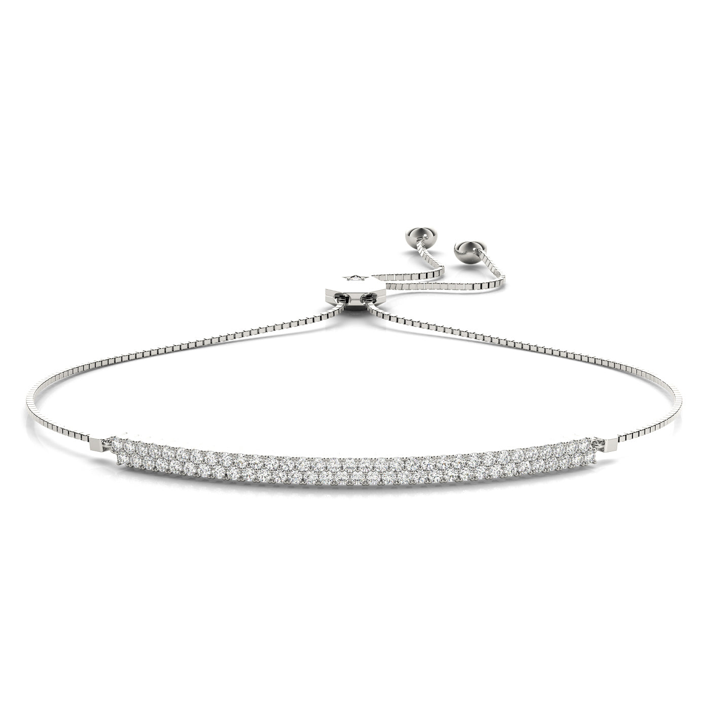 Natural Diamond Double Row Bolo Bracelet
