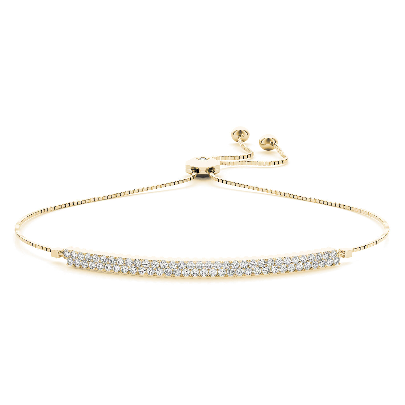 Natural Diamond Double Row Bolo Bracelet