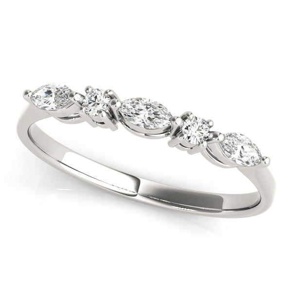 Lab Grown Diamond Alternating Round & Marquise Wedding Band