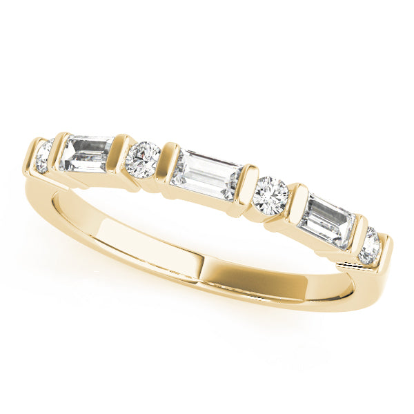 Natural Diamond Alternating Round & Baguette Wedding Band