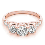 Round 3-Stone Trellis Engagement Ring