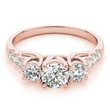 Round 3-Stone Trellis Engagement Ring