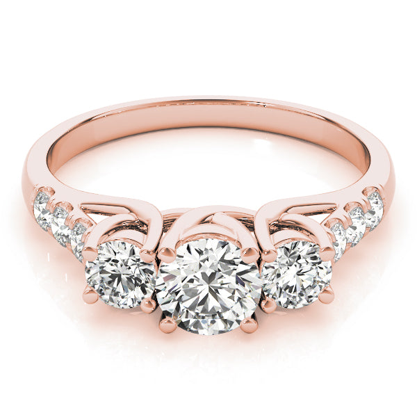 Round 3-Stone Trellis Engagement Ring