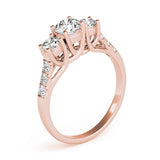 Round 3-Stone Trellis Engagement Ring