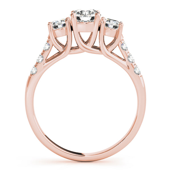 Round 3-Stone Trellis Engagement Ring