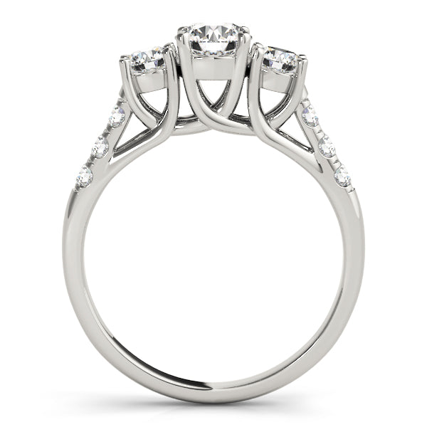 Round 3-Stone Trellis Engagement Ring