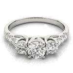 Round 3-Stone Trellis Engagement Ring
