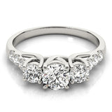 Round 3-Stone Trellis Engagement Ring