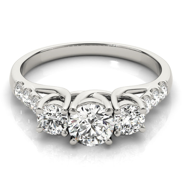Round 3-Stone Trellis Engagement Ring