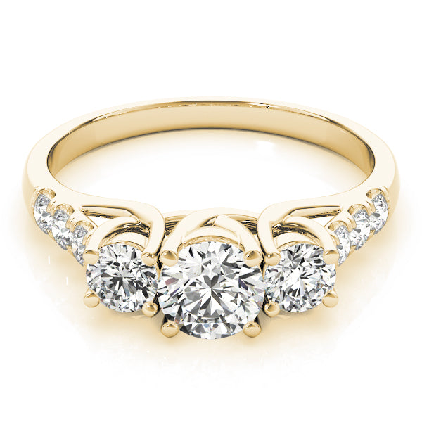 Round 3-Stone Trellis Engagement Ring