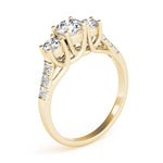 Round 3-Stone Trellis Engagement Ring
