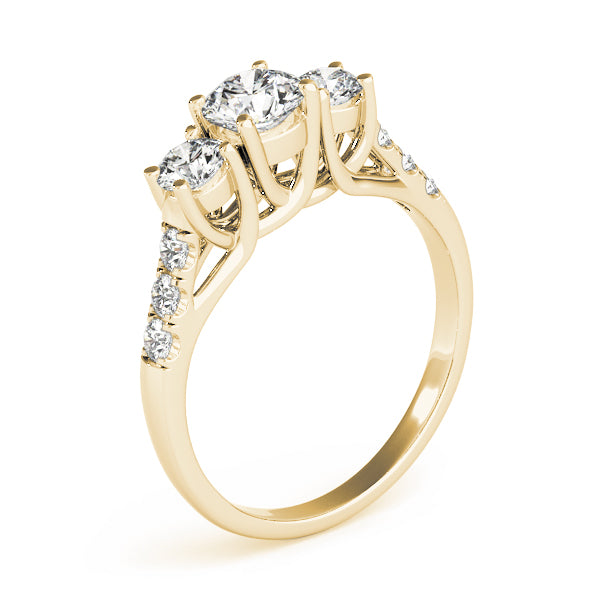 Round 3-Stone Trellis Engagement Ring
