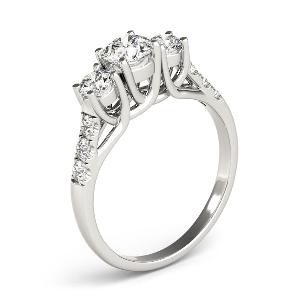 Lab Grown Round 3-Stone Trellis Engagement Ring
