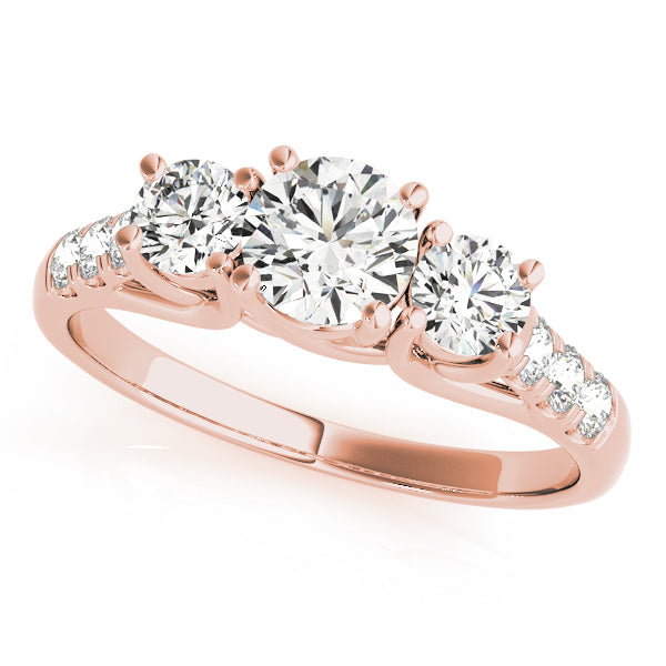 Round 3-Stone Trellis Engagement Ring