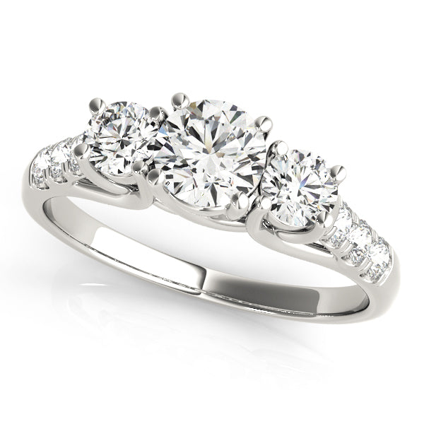 Round 3-Stone Trellis Engagement Ring