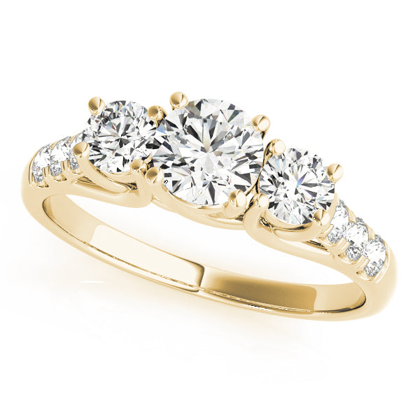 Round 3-Stone Trellis Engagement Ring