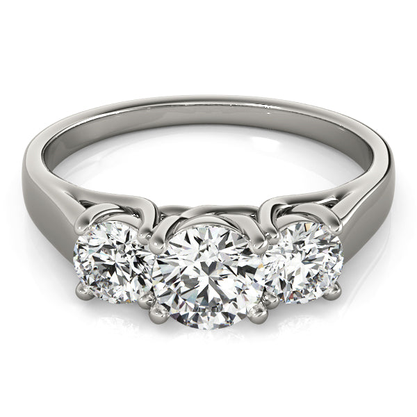 Lab Grown 3-Stone Round Trellis Engagement Ring
