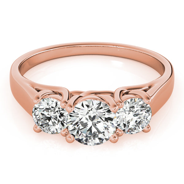 Lab Grown 3-Stone Round Trellis Engagement Ring
