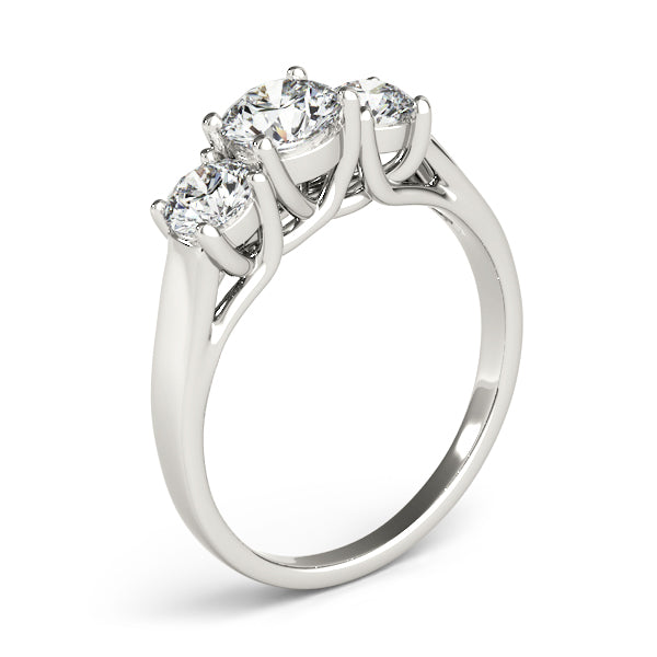 Lab Grown 3-Stone Round Trellis Engagement Ring