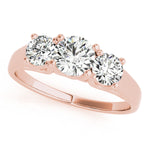 Natural Diamond 3-Stone Round Trellis Engagement Ring