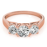 Lab Grown 3-Stone Round Trellis Engagement Ring