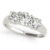 Natural Diamond 3-Stone Round Trellis Engagement Ring