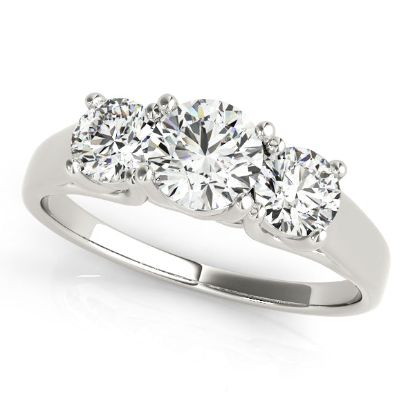 Natural Diamond 3-Stone Round Trellis Engagement Ring