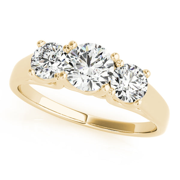 Natural Diamond 3-Stone Round Trellis Engagement Ring