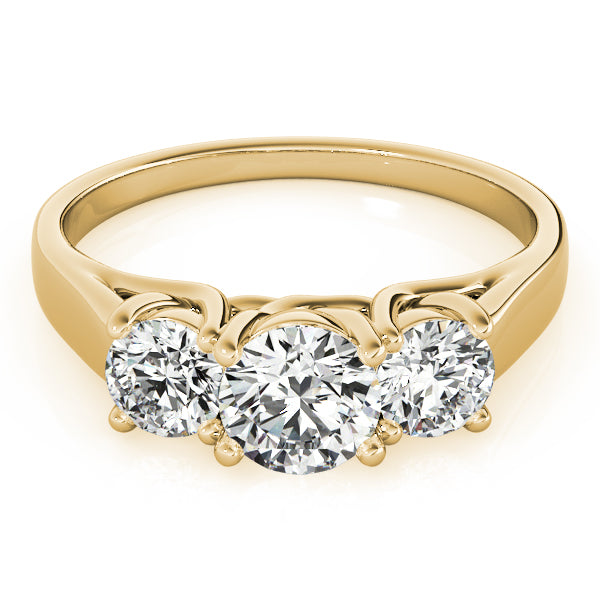 Lab Grown 3-Stone Round Trellis Engagement Ring