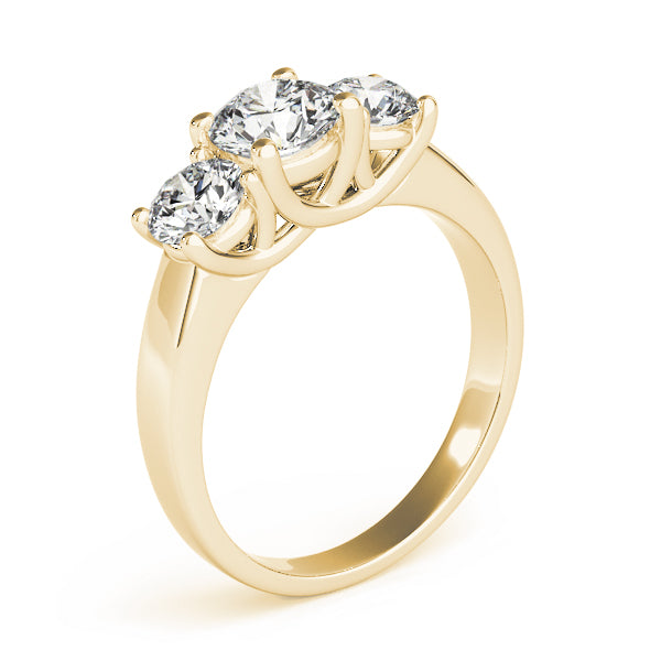 3-Stone Prong Set Trellis Engagement Ring