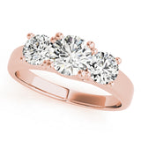 3-Stone Prong Set Trellis Engagement Ring