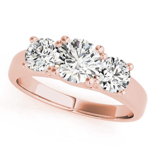 3-Stone Prong Set Trellis Engagement Ring