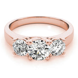 3-Stone Prong Set Trellis Engagement Ring
