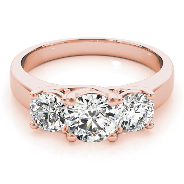 3-Stone Prong Set Trellis Engagement Ring