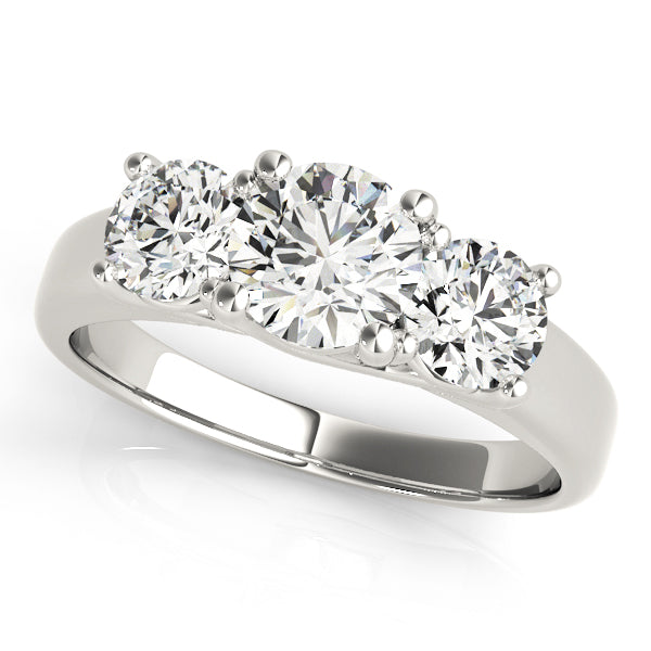 3-Stone Prong Set Trellis Engagement Ring