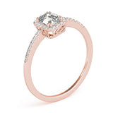 Lab Grown Single Row Halo Emerald Cut Engagement Ring