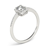 Lab Grown Single Row Halo Emerald Cut Engagement Ring