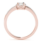 Single Row Halo Emerald Cut Engagement Ring