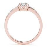 Single Row Halo Emerald Cut Engagement Ring