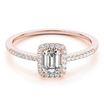 Lab Grown Single Row Halo Emerald Cut Engagement Ring
