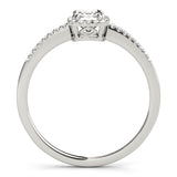 Lab Grown Single Row Halo Emerald Cut Engagement Ring