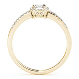 Single Row Halo Emerald Cut Engagement Ring