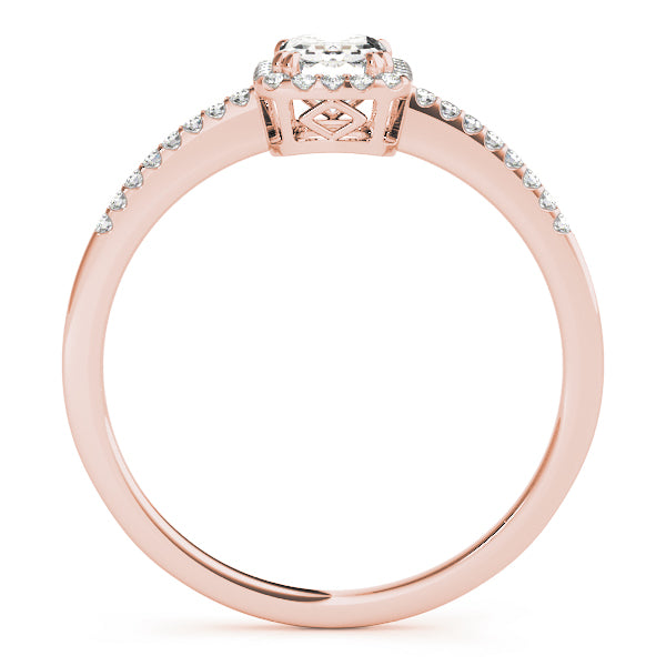 Lab Grown Single Row Halo Emerald Cut Engagement Ring